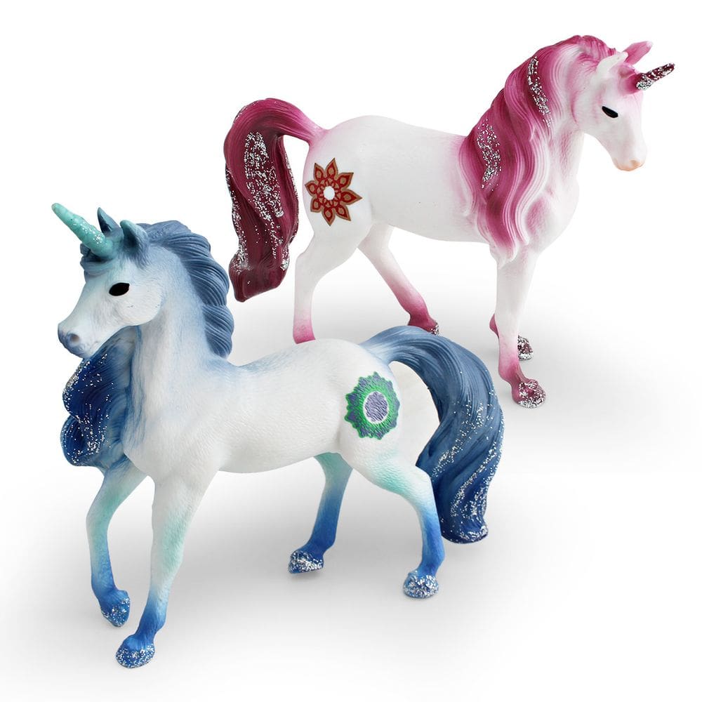 Conjunto de estatuetas Fantasy Unicorn, coleção de 2 peças para crianças