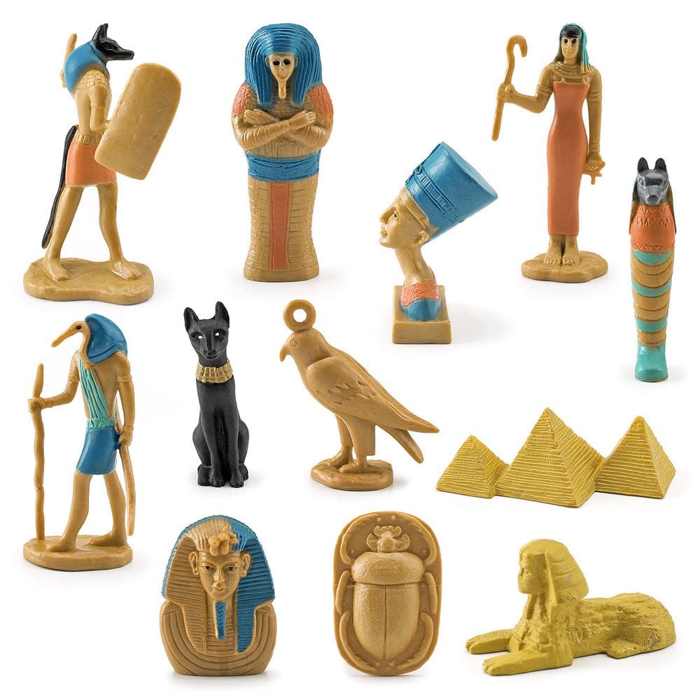 Conjunto de estatuetas do Egito Antigo em PVC Egyptian Gods Pharaoh Kids