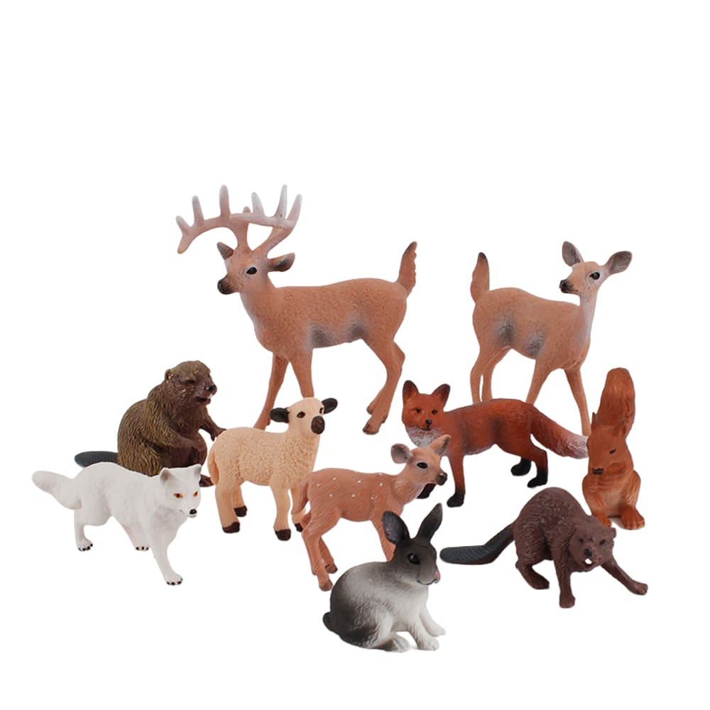 Conjunto de estatuetas de animais Realistic Forest, 10 unidades de PVC Woodland Cr
