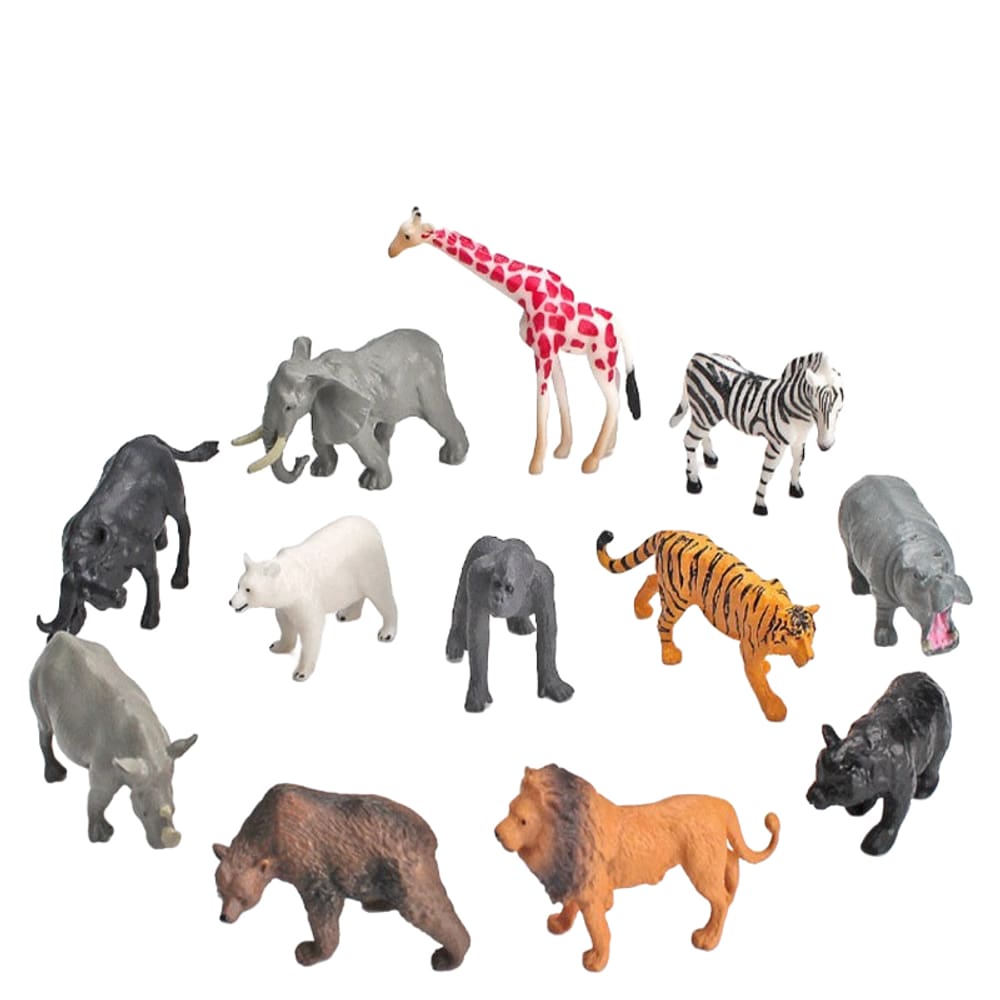 Conjunto de bonecos de animais selvagens em PVC Safari Animal, 12 unidades para crianças