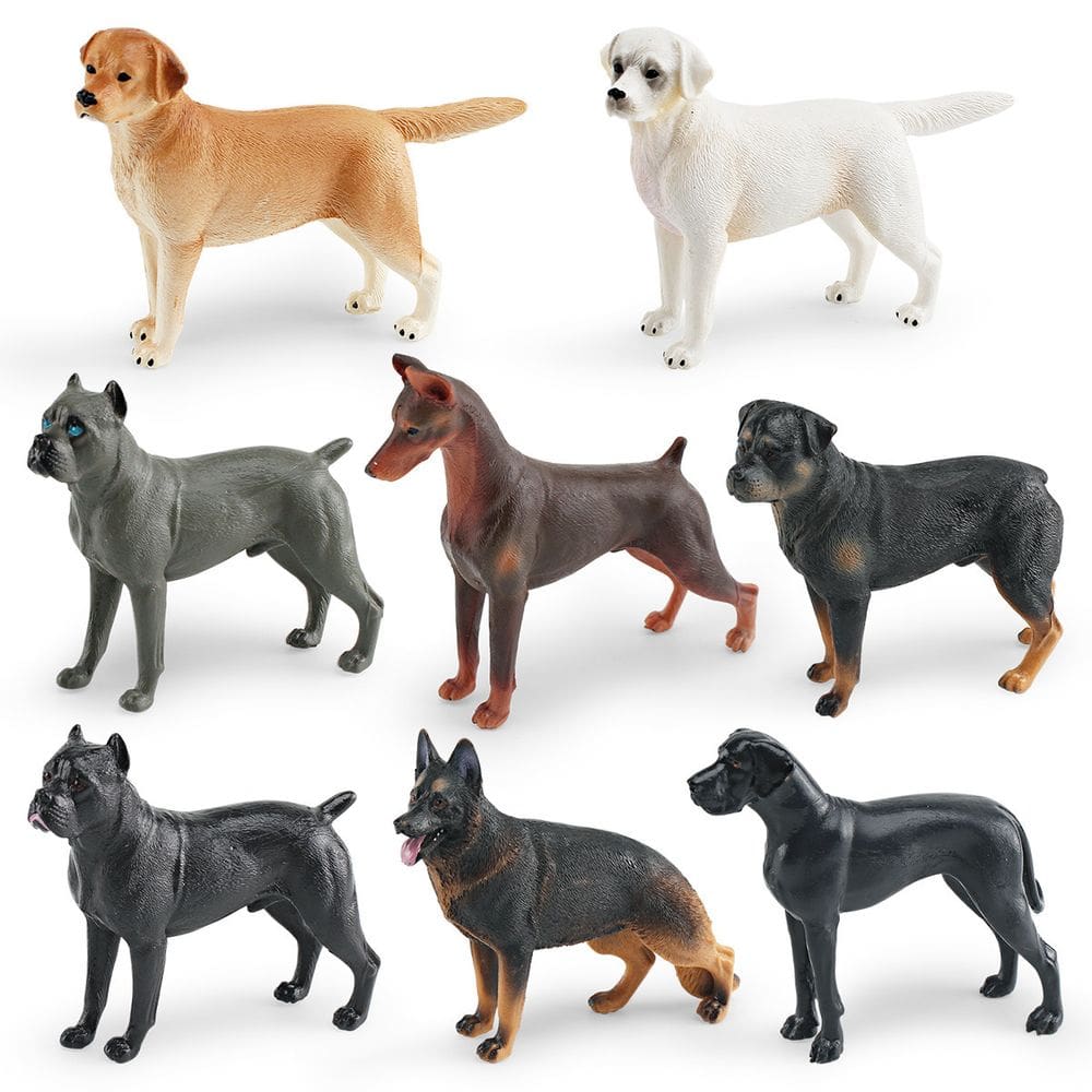 Conjunto de bonecos de cães, coleção realista de PVC, 8 unidades para crianças e adultos