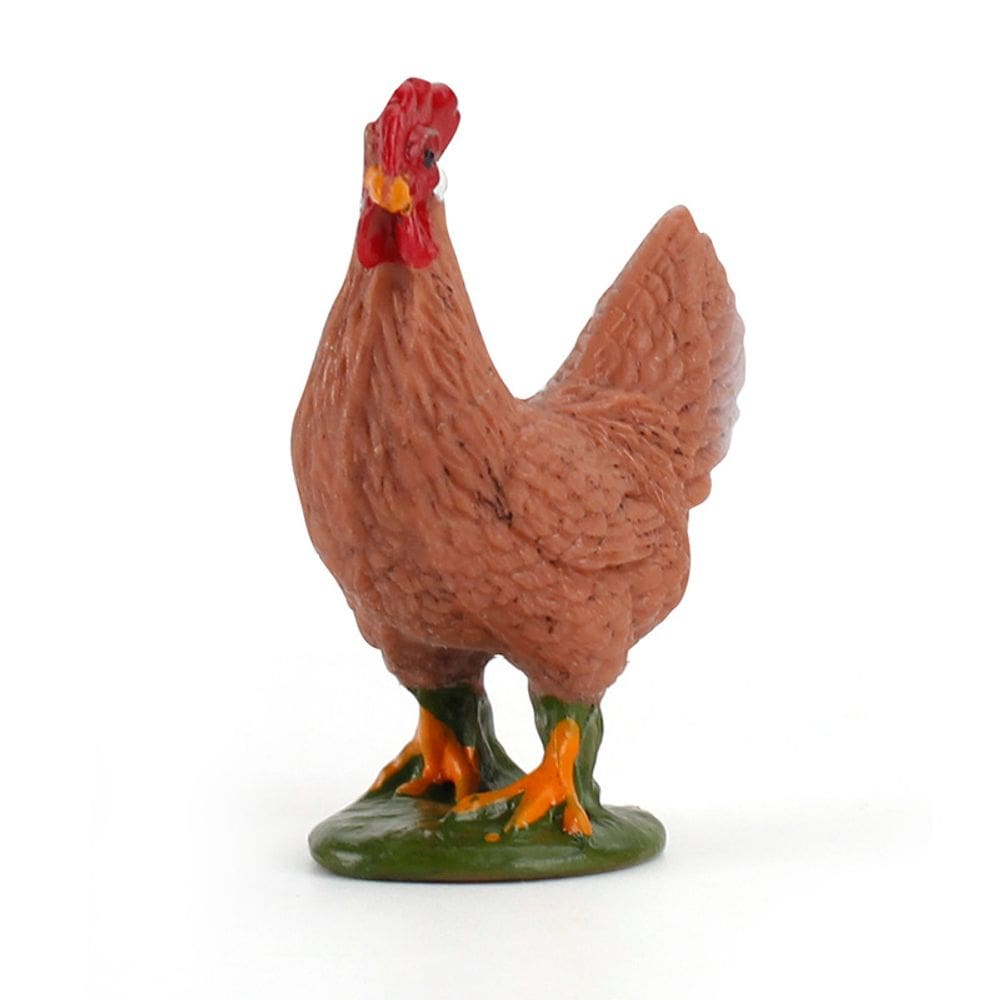 Estatueta realista de galinha pintada à mão em PVC modelo de animal de fazenda