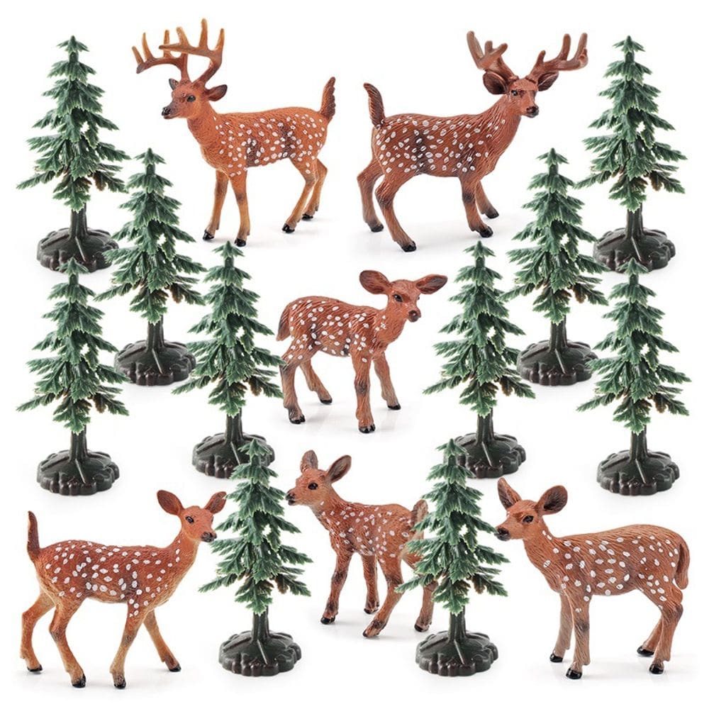 Conjunto de bonecos de veados da floresta de Natal, 16 peças de brinquedos infantis de PVC