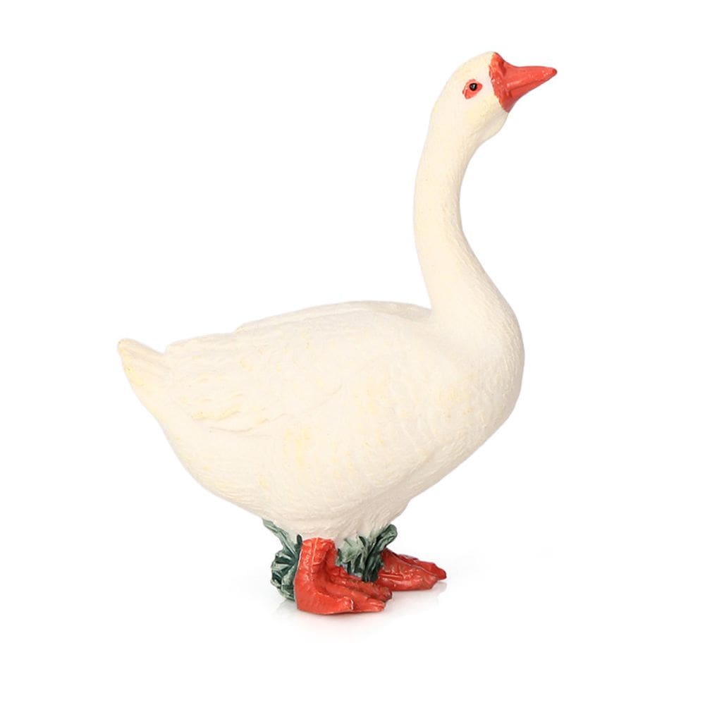 Estatueta realista de ganso branco em PVC modelo de animal de fazenda de 4,5 cm