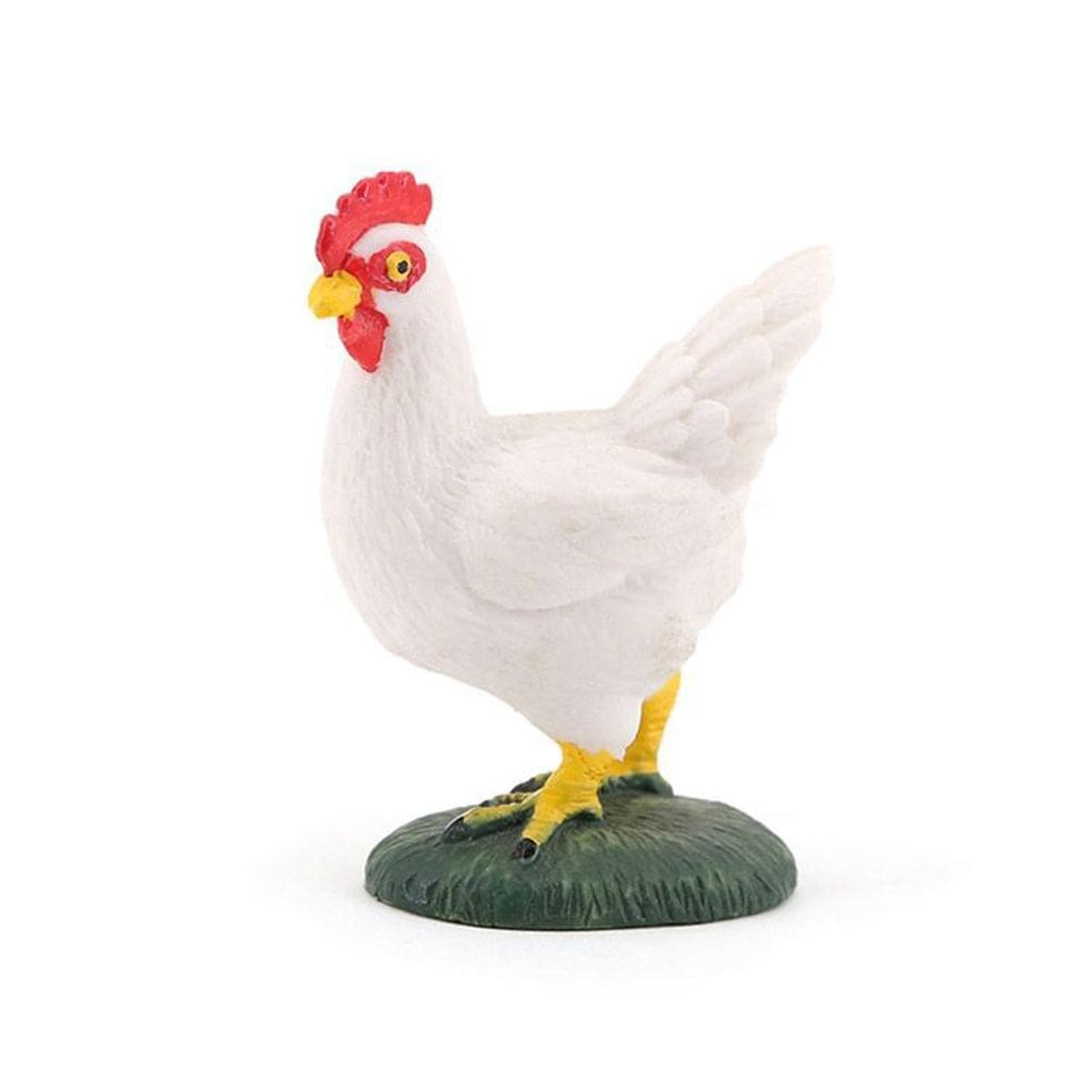 Estatueta realista de galo branco em PVC modelo animal de fazenda para crianças