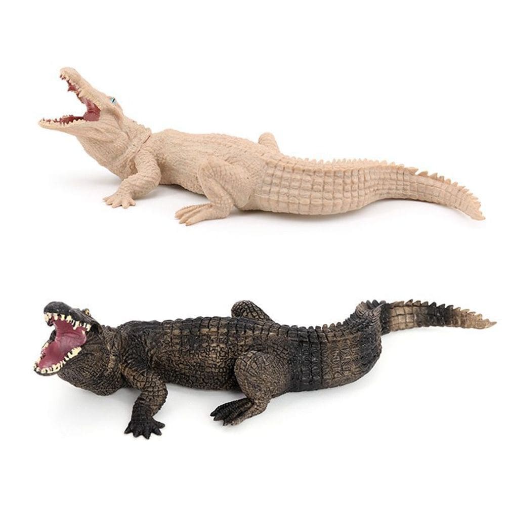 Conjunto de estatuetas realistas de crocodilo e jacaré, 6-20 cm, PVC, 2 peças