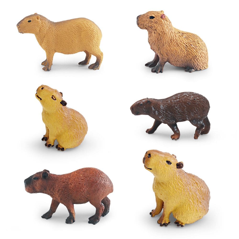 Conjunto de estatuetas de capivara de 6 peças de PVC realista para crianças de 3 anos ou mais