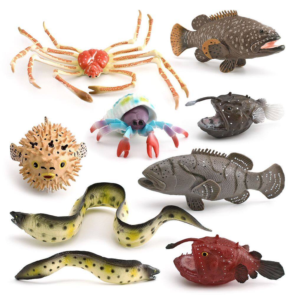 Conjunto de figuras de animais oceânicos realistas de 9 peças de brinquedo de vida marinha em PVC