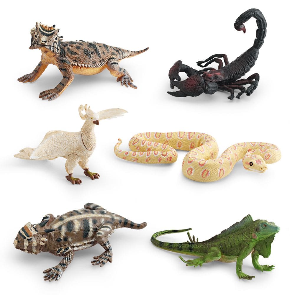 Conjunto de estatuetas de animais selvagens, 6 peças Scorpion Phoenix Iguana Snake