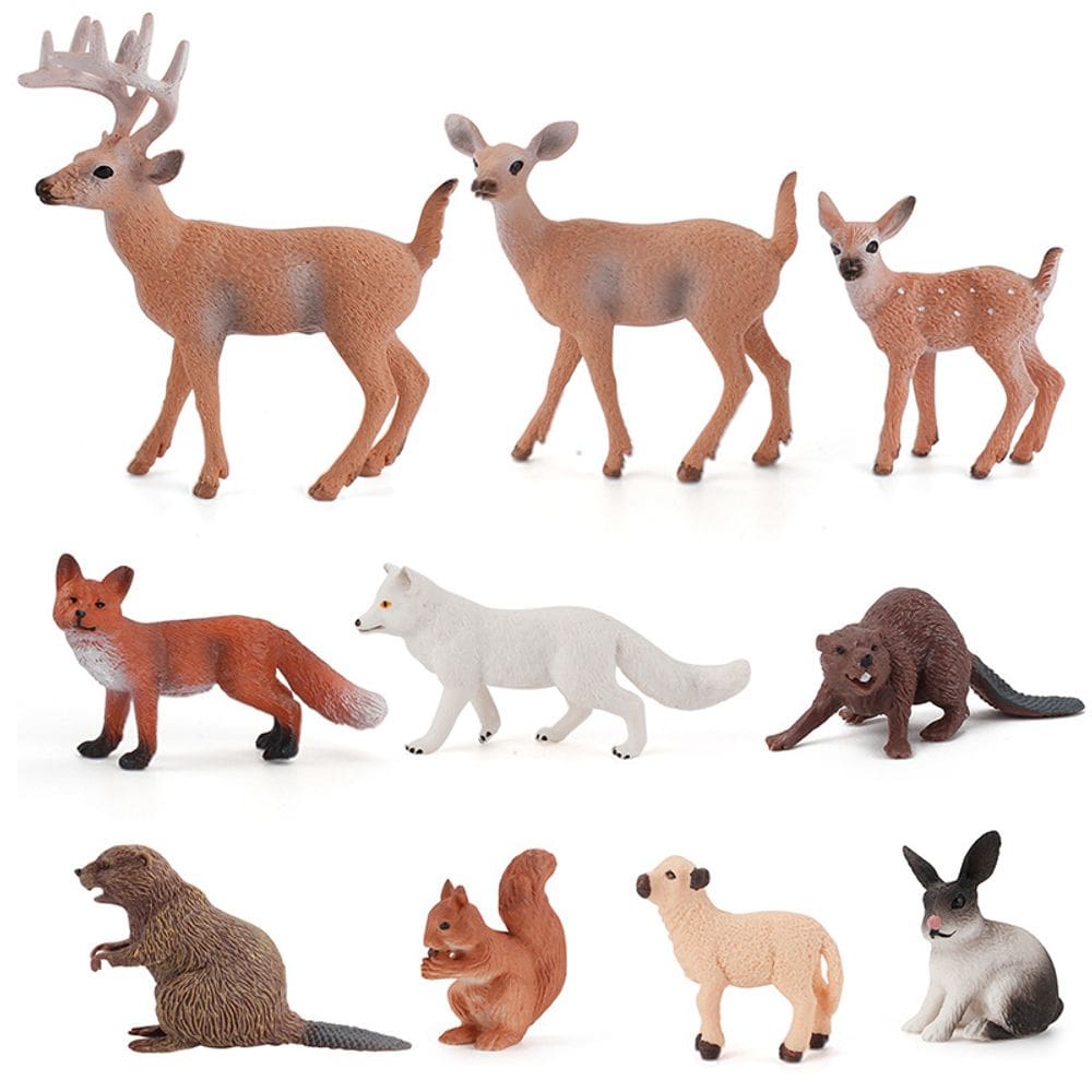 Conjunto de figuras de animais da floresta, 10 peças realistas de PVC para animais selvagens para crianças