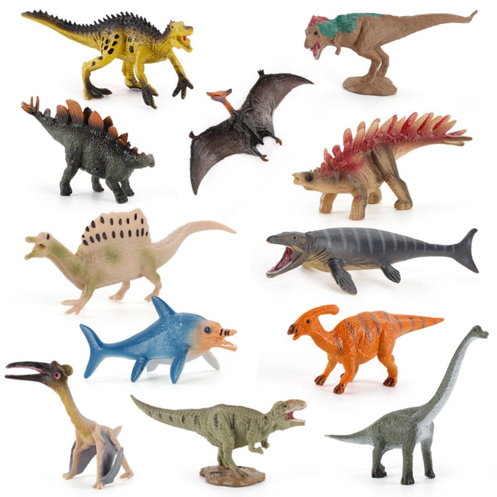 Conjunto de bonecos de mini dinossauro, 12 peças realistas de PVC para crianças de 3 anos ou mais