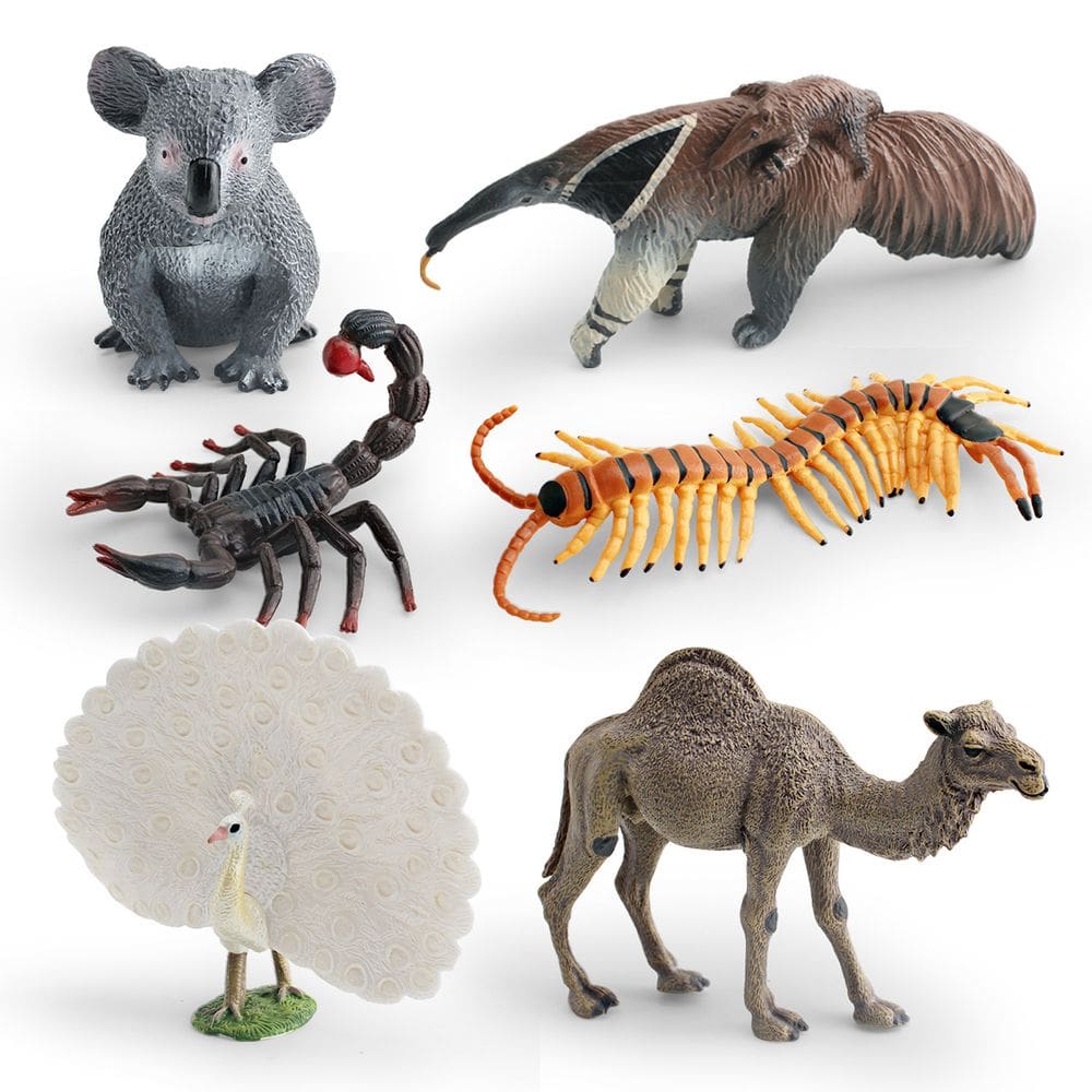 Conjunto de estatuetas de vida selvagem, 6 peças - 6 modelos realistas de animais em PVC