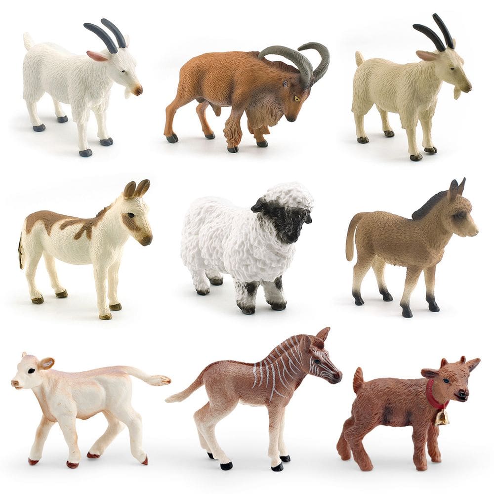 Conjunto de estatuetas de animais de fazenda, 9 peças de bonecos de brinquedo de PVC para crianças de 3 anos ou mais