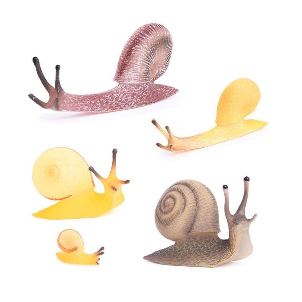Conjunto de estatuetas de caracol realista de 4 peças de PVC para crianças de mais de 3 anos