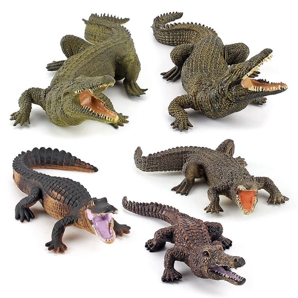 Conjunto de bonecos Realistic Crocodile, 5 peças, PVC, miniatura, crianças a partir de 3 anos