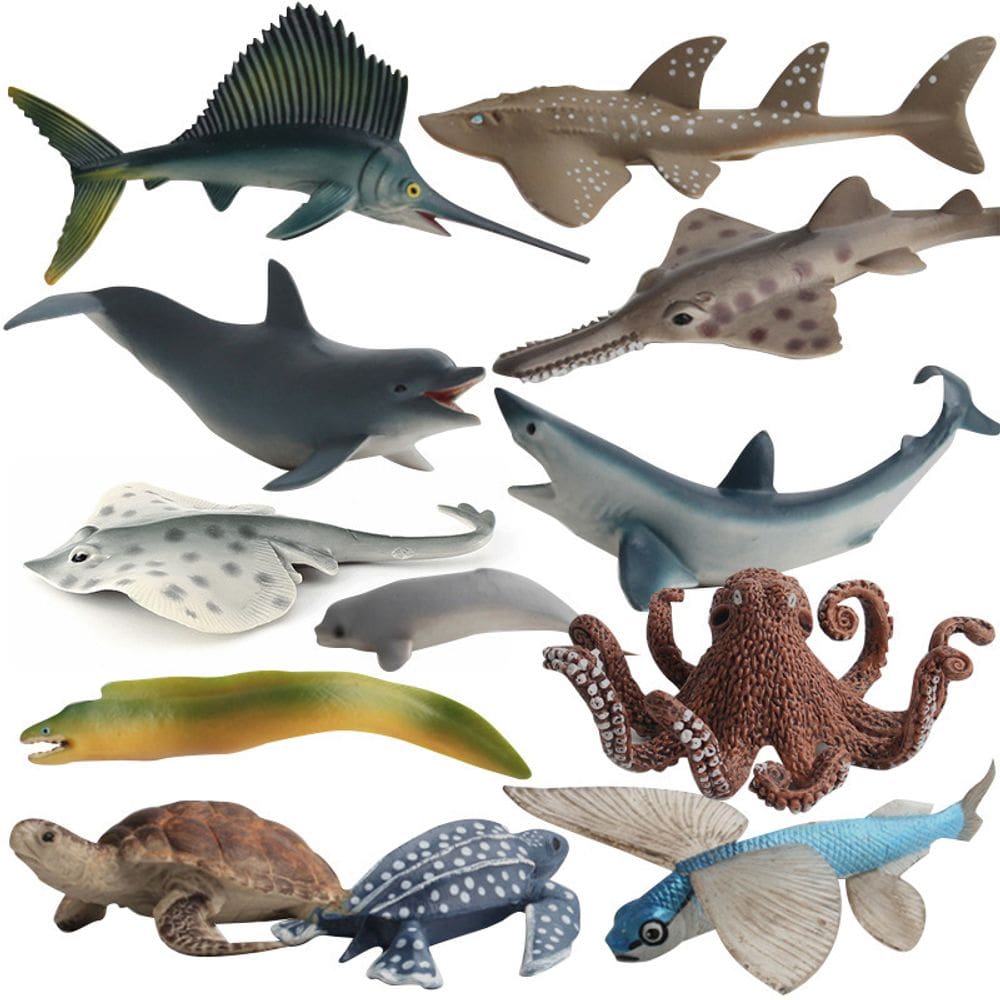 Conjunto de estatuetas de animais oceânicos, 12 peças de brinquedos infantis realistas de PVC