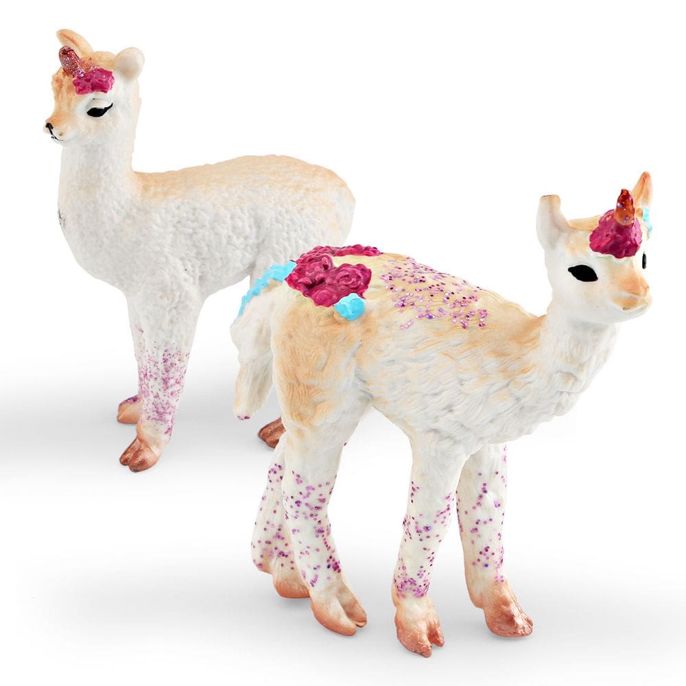 Conjunto de estatuetas de unicórnio, lhama, 2 peças, animal mítico realista