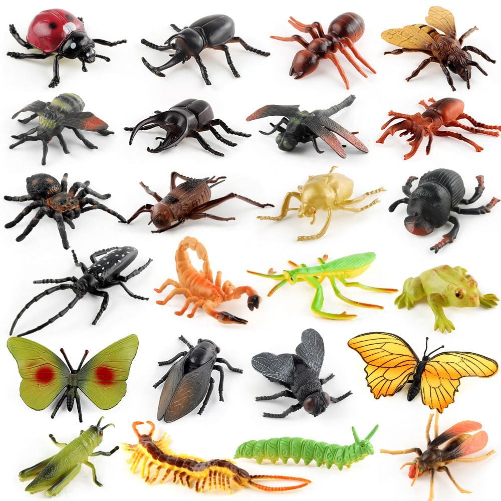 Conjunto de estatuetas de insetos, 24 peças de PVC, modelos de insetos, brinquedos infantis