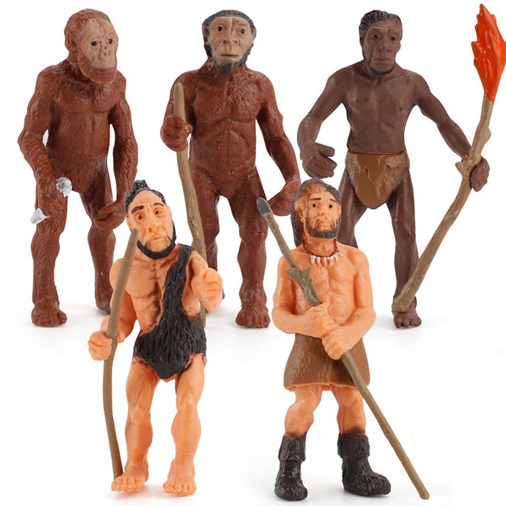 Conjunto de figuras pré-históricas da evolução humana, 5 peças de PVC para crianças