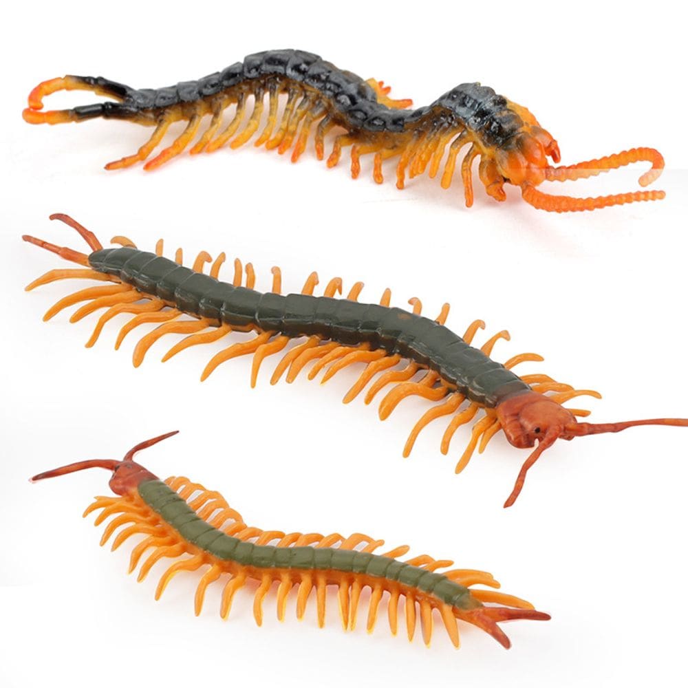 Conjunto de estatuetas Realistic Centipede de 3 peças de PVC para crianças