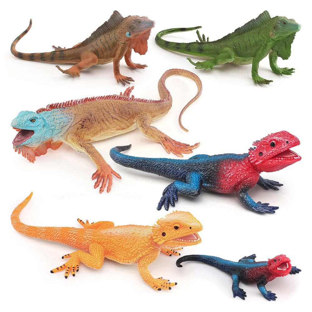 Conjunto de bonecos Realistic Lizard, 6 peças, PVC, iguana, barbudo