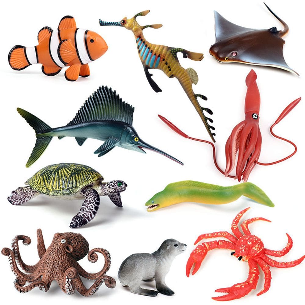 Conjunto de estatuetas de animais oceânicos, 10 peças de brinquedo infantil de PVC Marine Life
