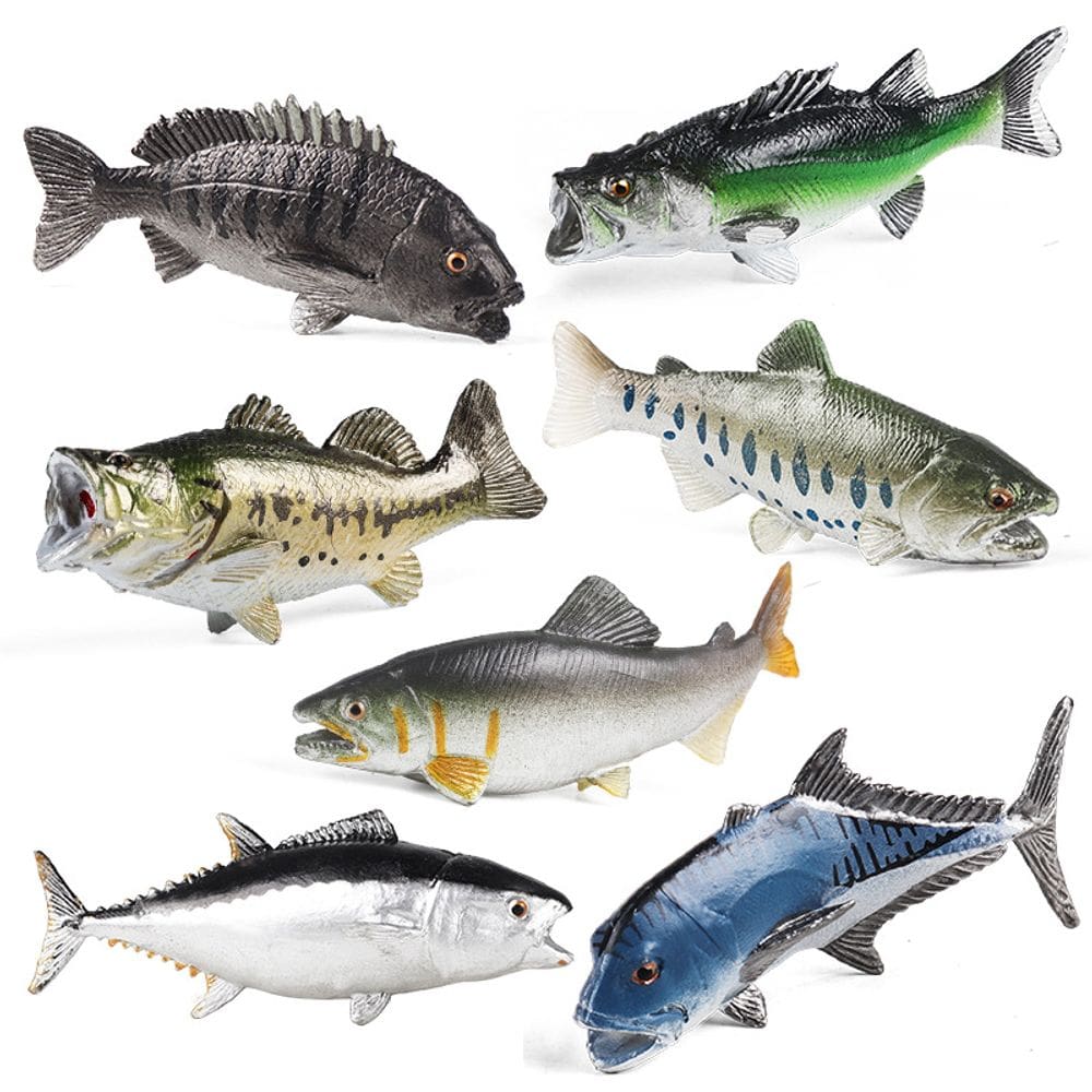 Conjunto de brinquedos, figuras de peixes realistas, animais marinhos, 7 peças para crianças