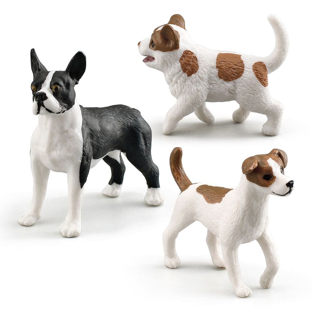 Conjunto de estatuetas realistas para cães, figuras de animais em PVC, decoração infantil