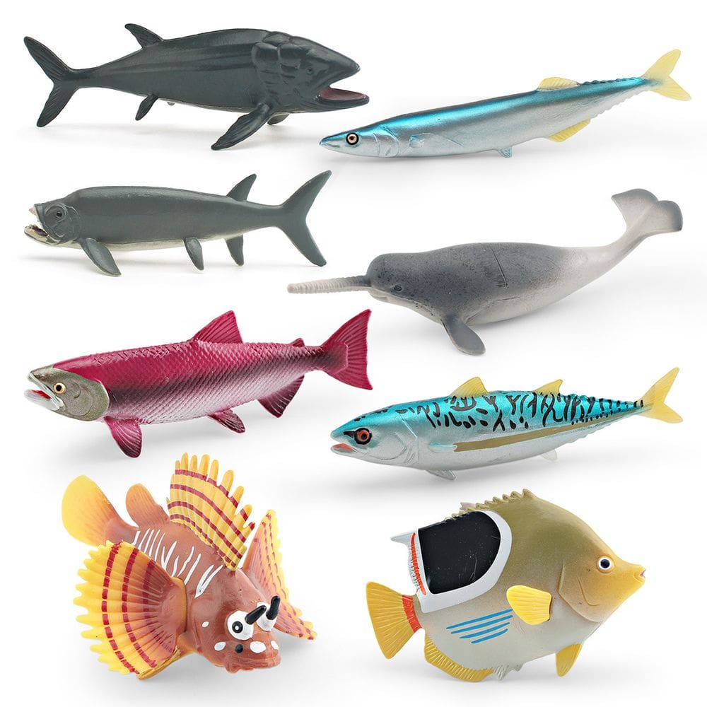 Conjunto de estatuetas de peixes oceânicos, 8 peças de modelos realistas de vida marinha em PVC