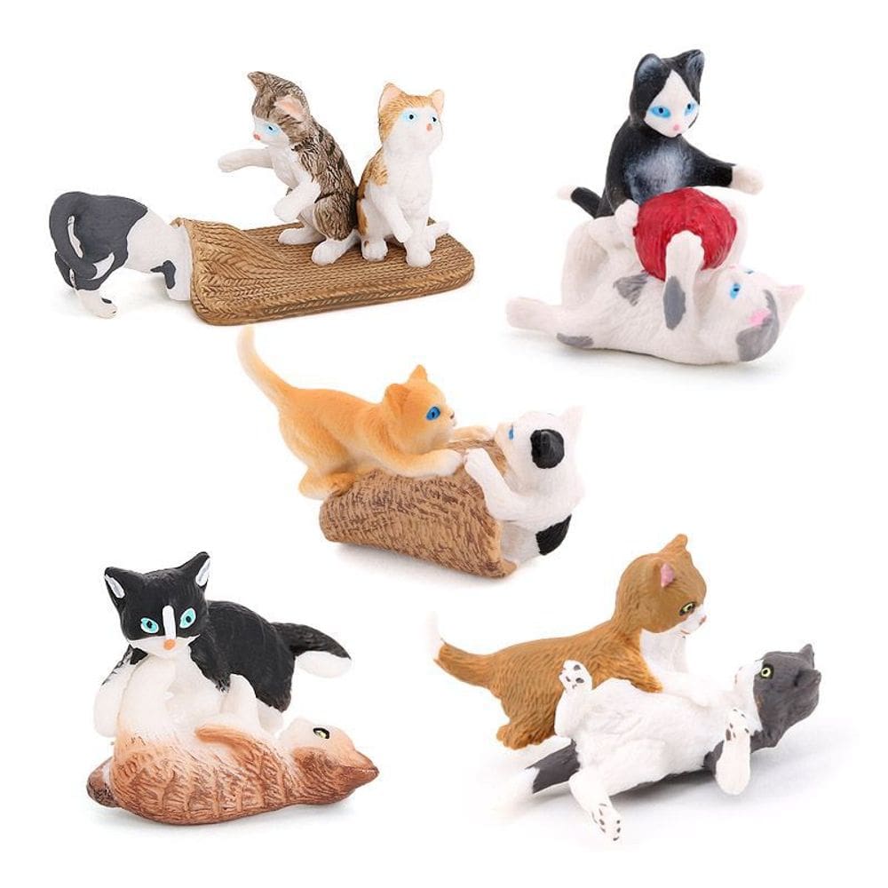 Conjunto de bonecos de gato Playful PVC Collection, brinquedos infantis, 5 unidades