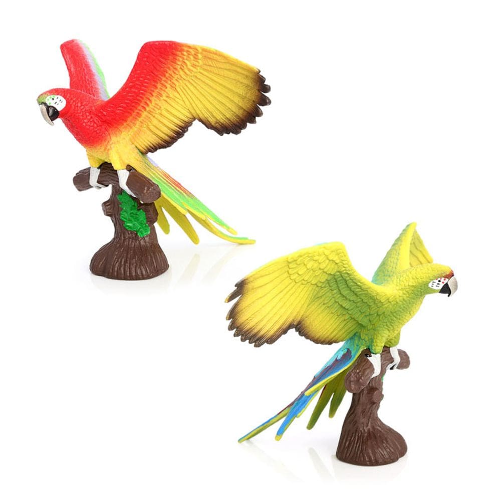 Conjunto de estatuetas Realistic Parrot, 2 peças, figuras de animais em PVC