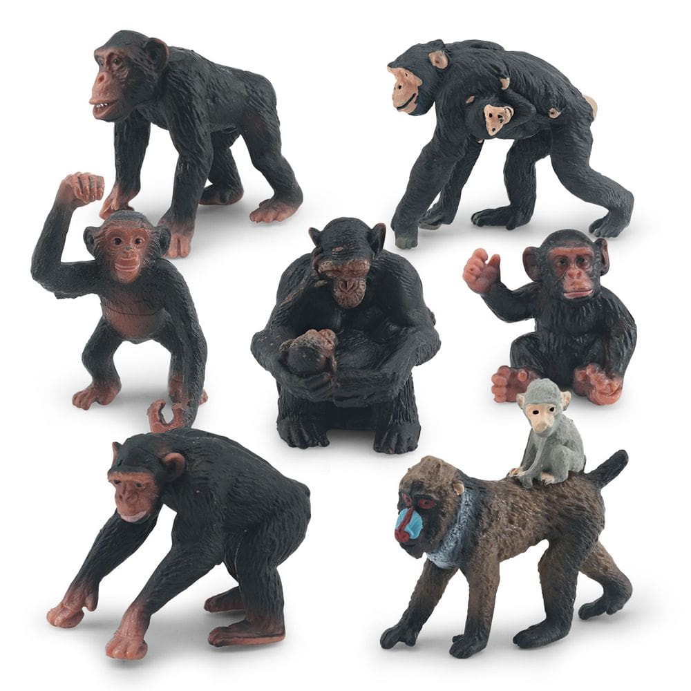 Conjunto de estatuetas Gorilla and Baboon de 7 peças - PVC Animal