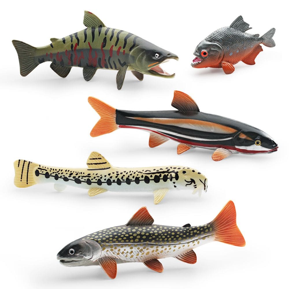 Conjunto de figuras de peixe realistas, 5 peças de PVC de água doce e marinha