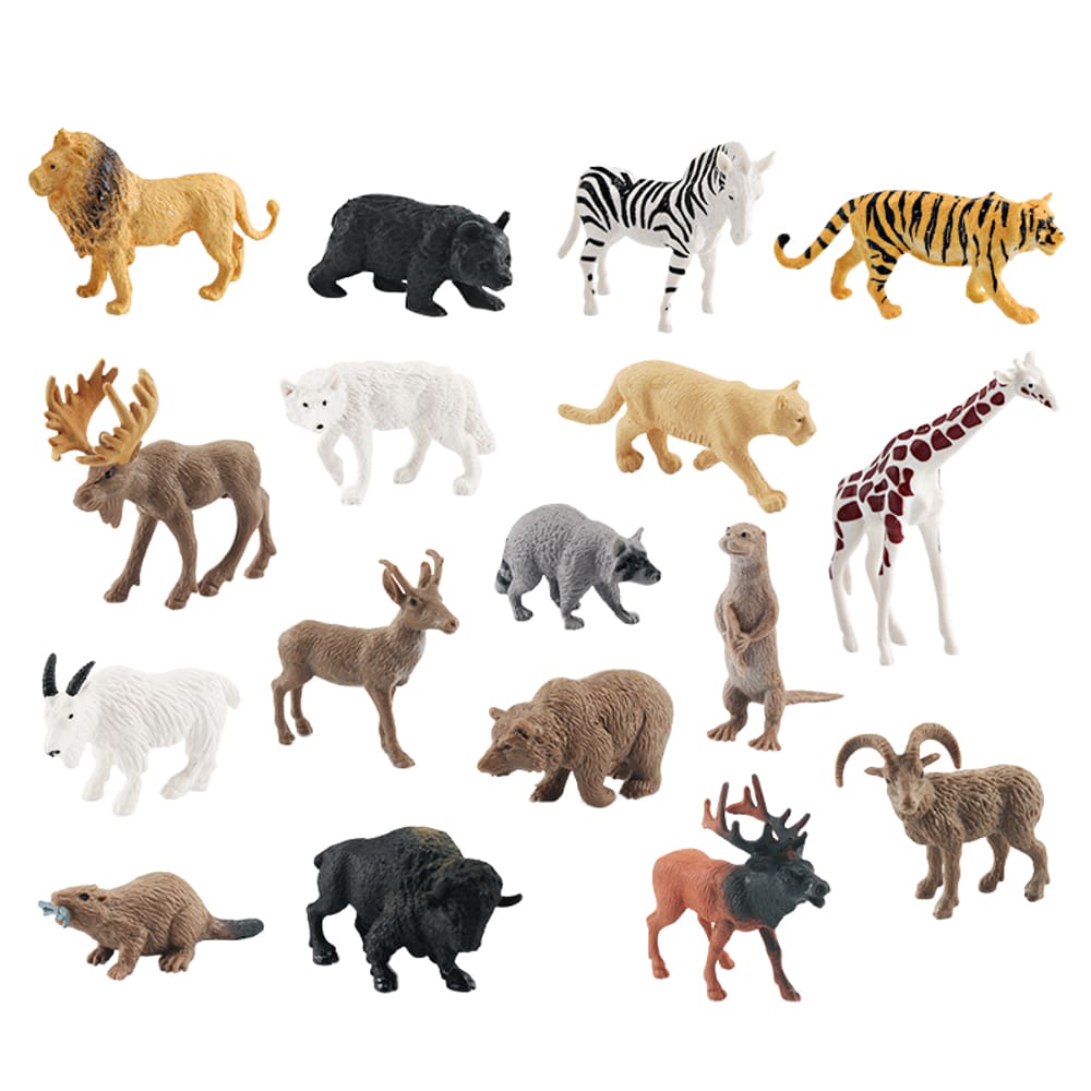 Conjunto de estatuetas de animais selvagens, 17 peças de bonecos de PVC para crianças de 3 anos ou mais