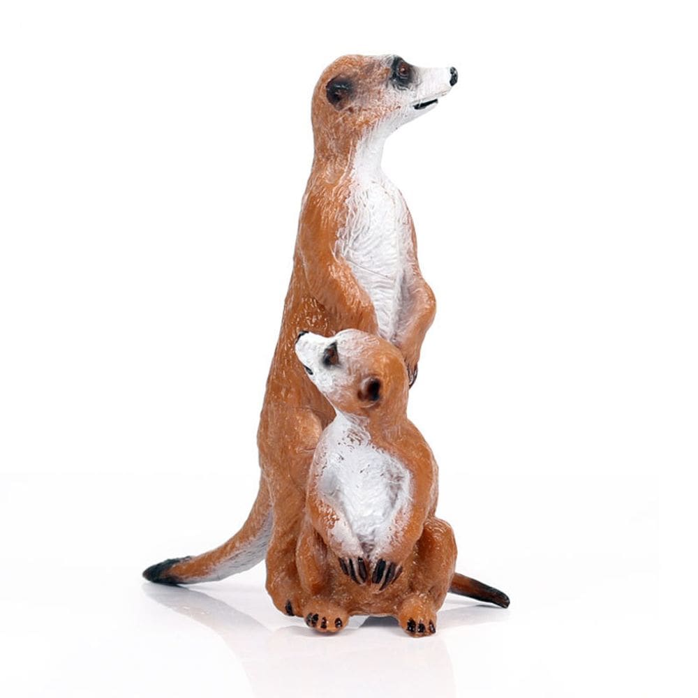 Conjunto de estatuetas Meerkat Family Realistic Standing com bebê animal