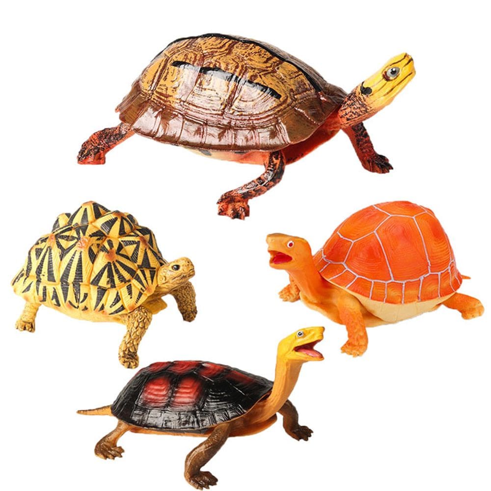 Conjunto de estatuetas de tartaruga, 4 modelos realistas de animais selvagens em PVC para crianças