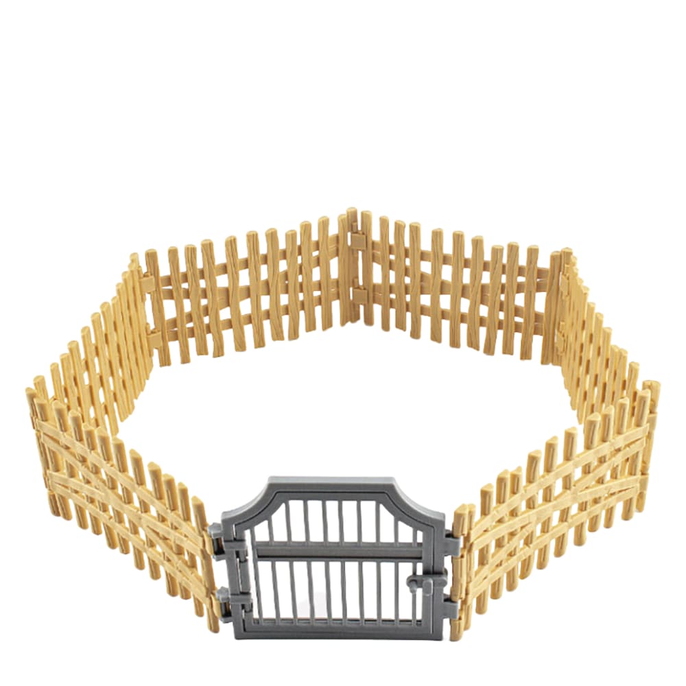 Conjunto de brinquedos Farm Fence, 7 unidades de pátio em miniatura de PVC realista