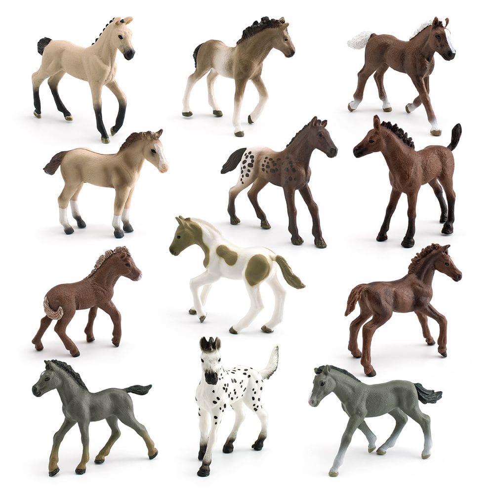 Conjunto de estatuetas Horse, 12 peças de bonecos realistas de PVC Wild Horse