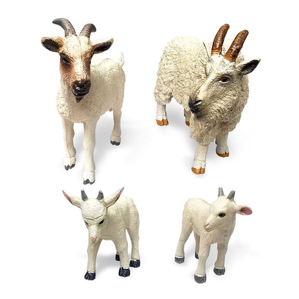 Conjunto de estatuetas de animais de fazenda realistas de cabra e ovelha, 4 unidades