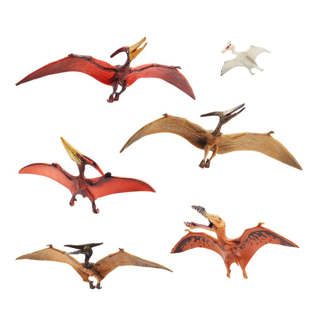 Conjunto de figuras de pterossauros realistas: dinossauro pterodáctilo x6 para crianças
