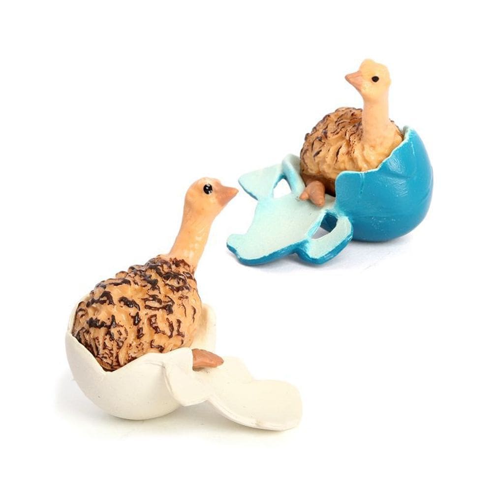 Conjunto de estatuetas Ostrich Chick x2, PVC realista, 3,4x4x3,8 cm