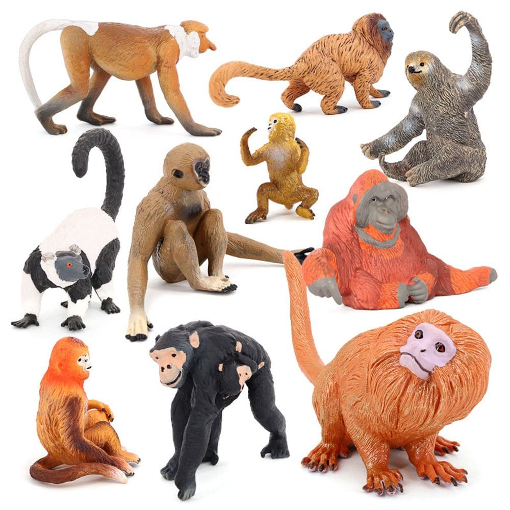 Conjunto de estatuetas Generic Realistic Monkey, 10 peças de PVC 5-22,3 cm