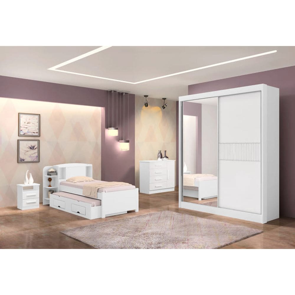 Guarda Roupa Solt 2 Portas 3 Gav Atenas Ripado-Branco D`Doro