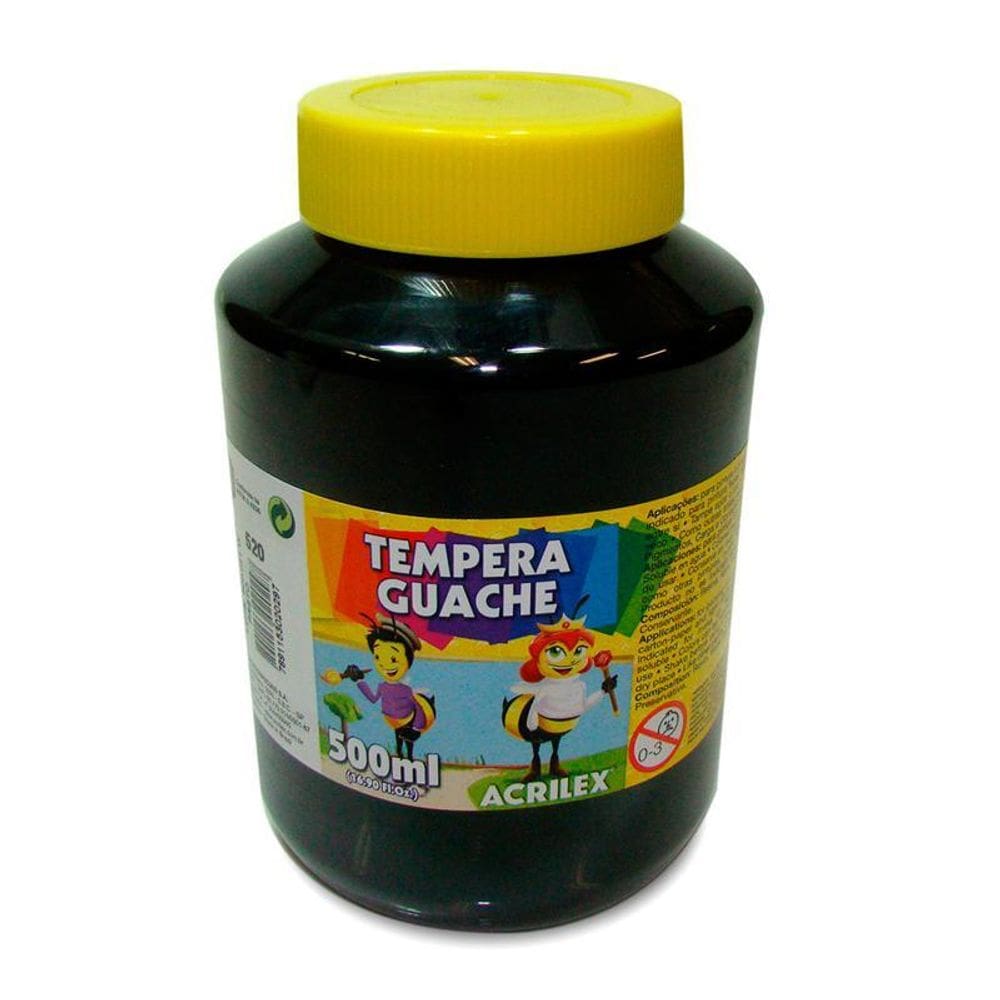 Tinta guache Preto 500ml 520 Acrilex