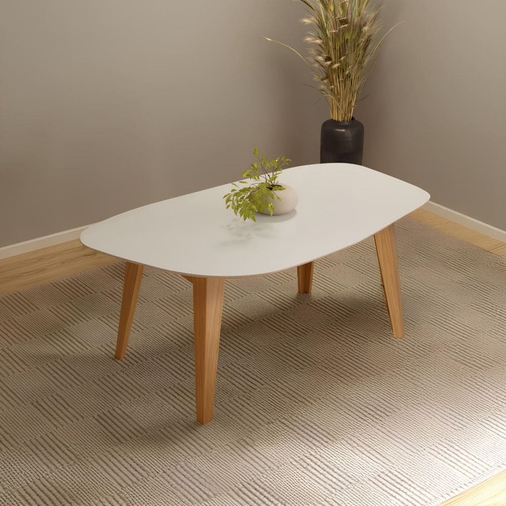 Mesa de Jantar Orgânica 6 Lugares TM88 Off White Freijó Dalla Costa