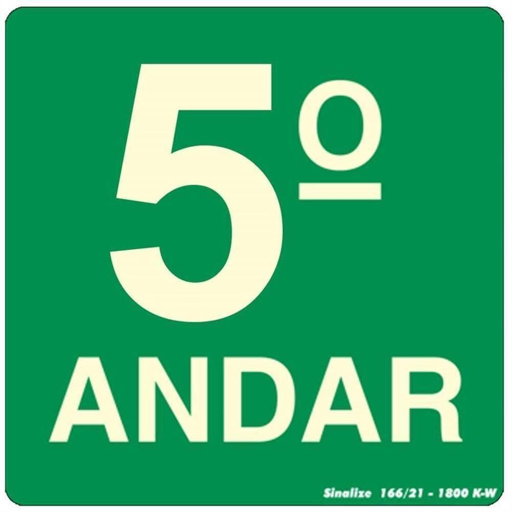 Placa Pvc Fotoluminescente 15x15 5º Andar - 350am - Sinalize Placa Pvc Fotol.15x15 (5 Andar) Sinalize 350am