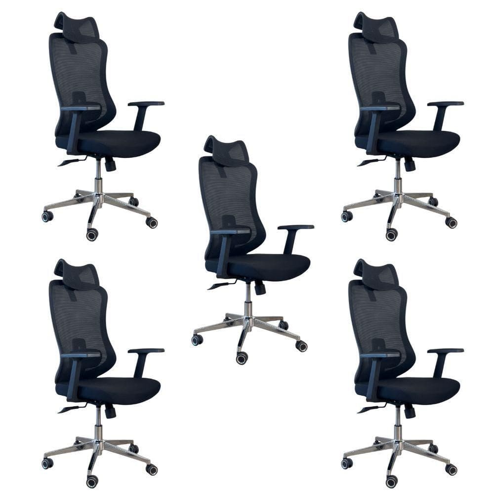 Kit 5 Cadeiras De Escritório Presidente Ergonômica Oficial Corporativa Boss Apoio Nuca