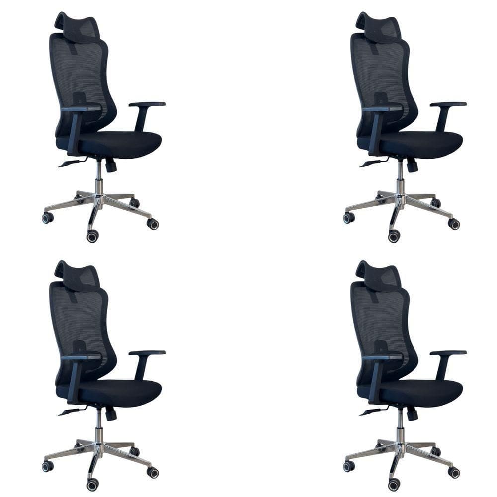 Kit 4 Cadeiras De Escritório Presidente Ergonômica Oficial Corporativa Boss Apoio Nuca