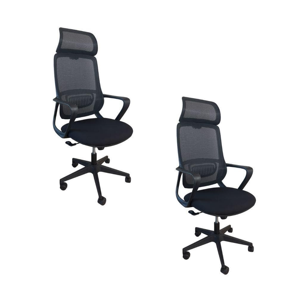 Kit 2 Cadeiras De Escritório Presidente Ergonômica Oficial Corporativa Vinci Apoio Nuca