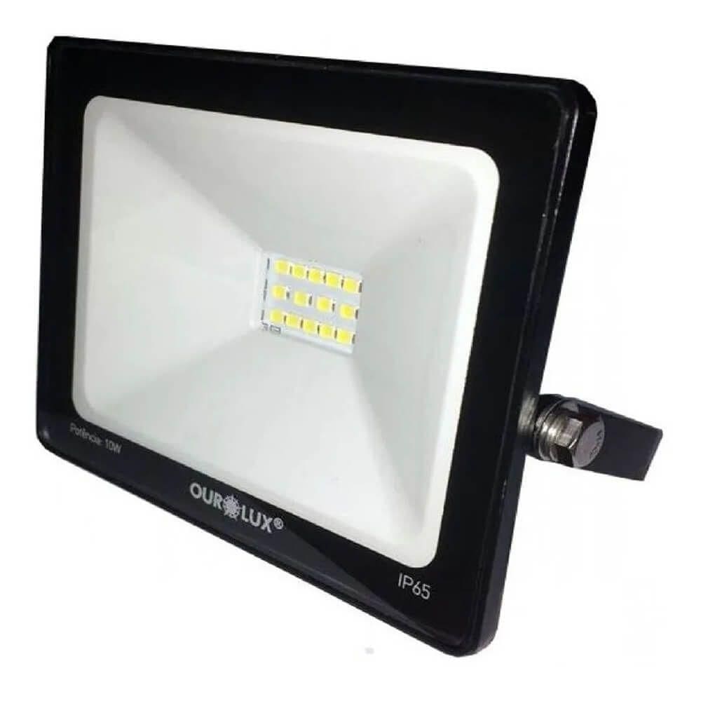 Projetor Superled Slim Preto Bivolt De 20 Watts E 6500k - 03261b - Ourolux